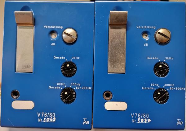 Pair of vintage microphone preamplifiers V76 made by TAB / Telefunken